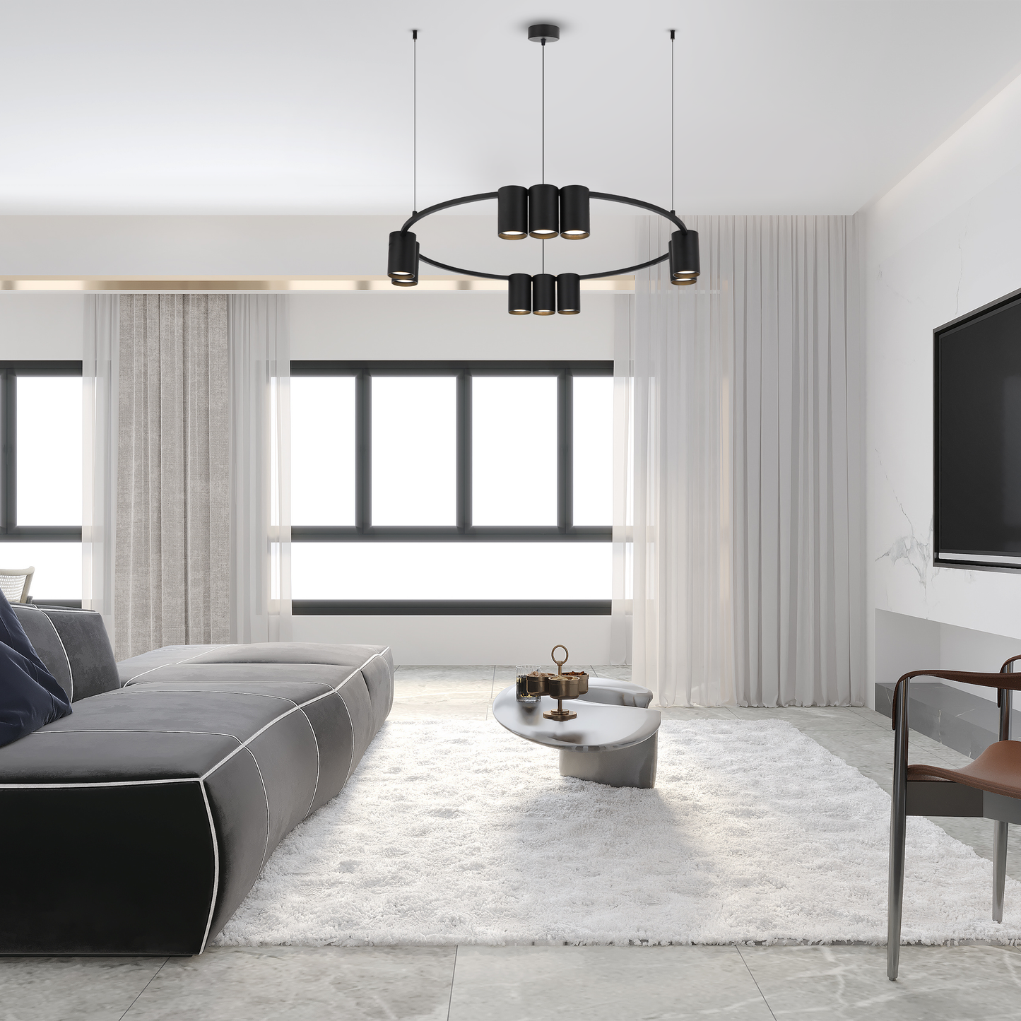 Pendant Light (Circle) Genesis Black 10xGU10