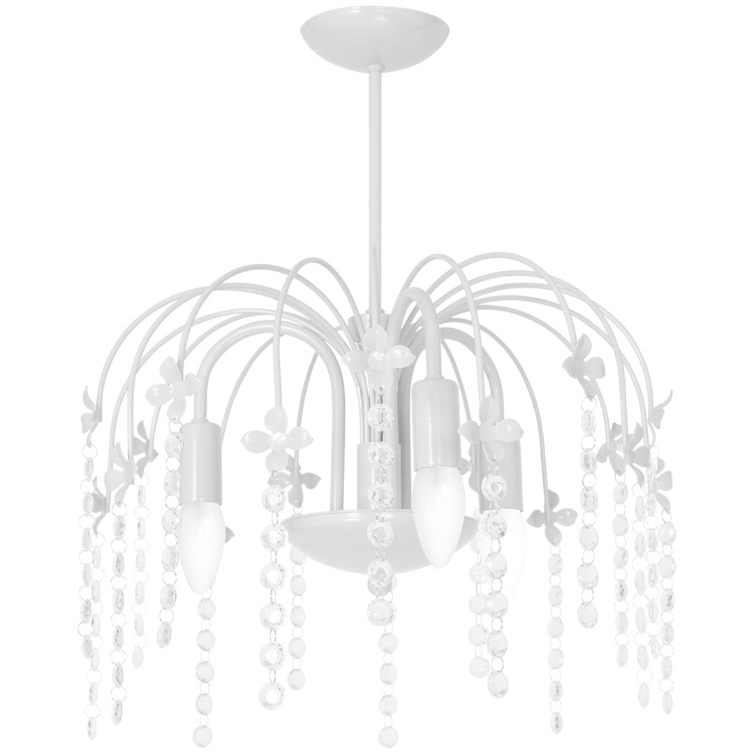Laura Pendant Lamp Hand Made In Cool White With Crystal Droplets