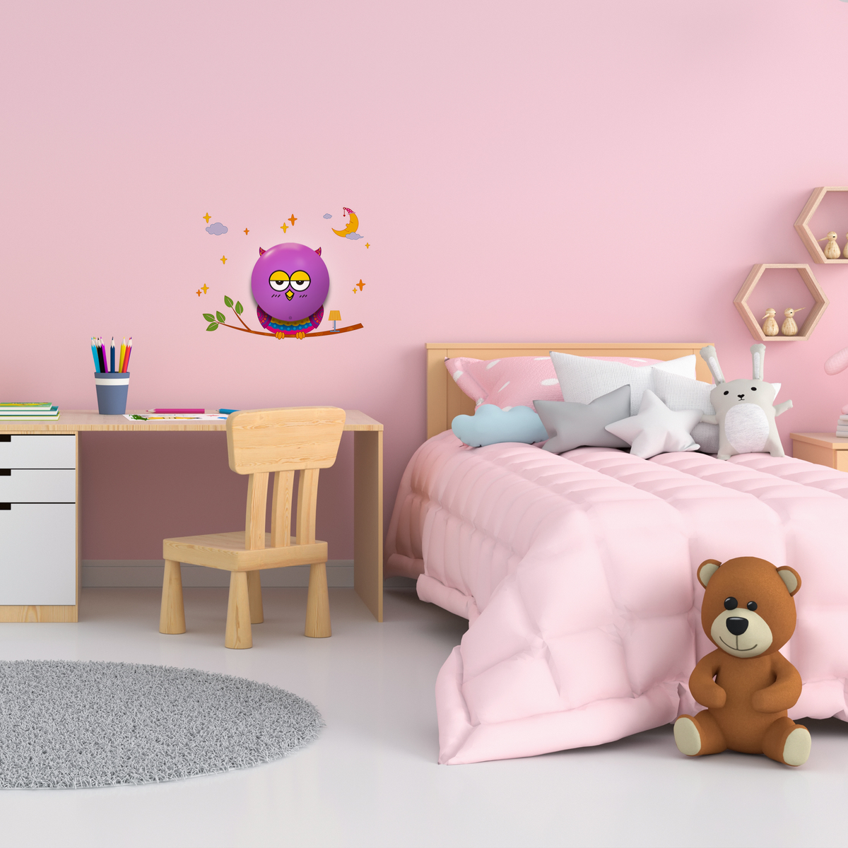 Owl Childrens Lamp LED Fun Safe Night Light