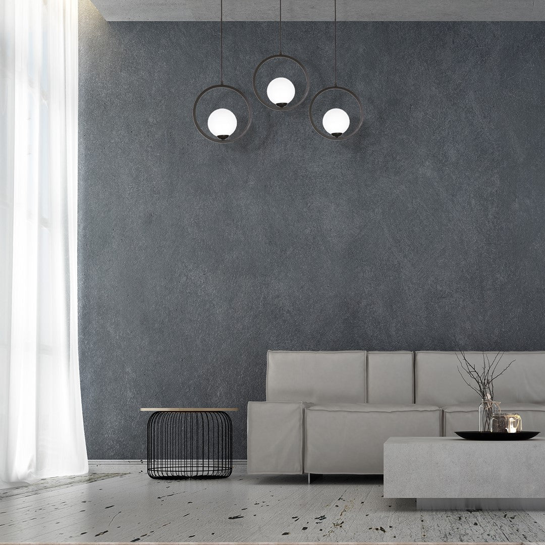 Boston Pendant Lamp Hand Made From Black Metal And White Glass
