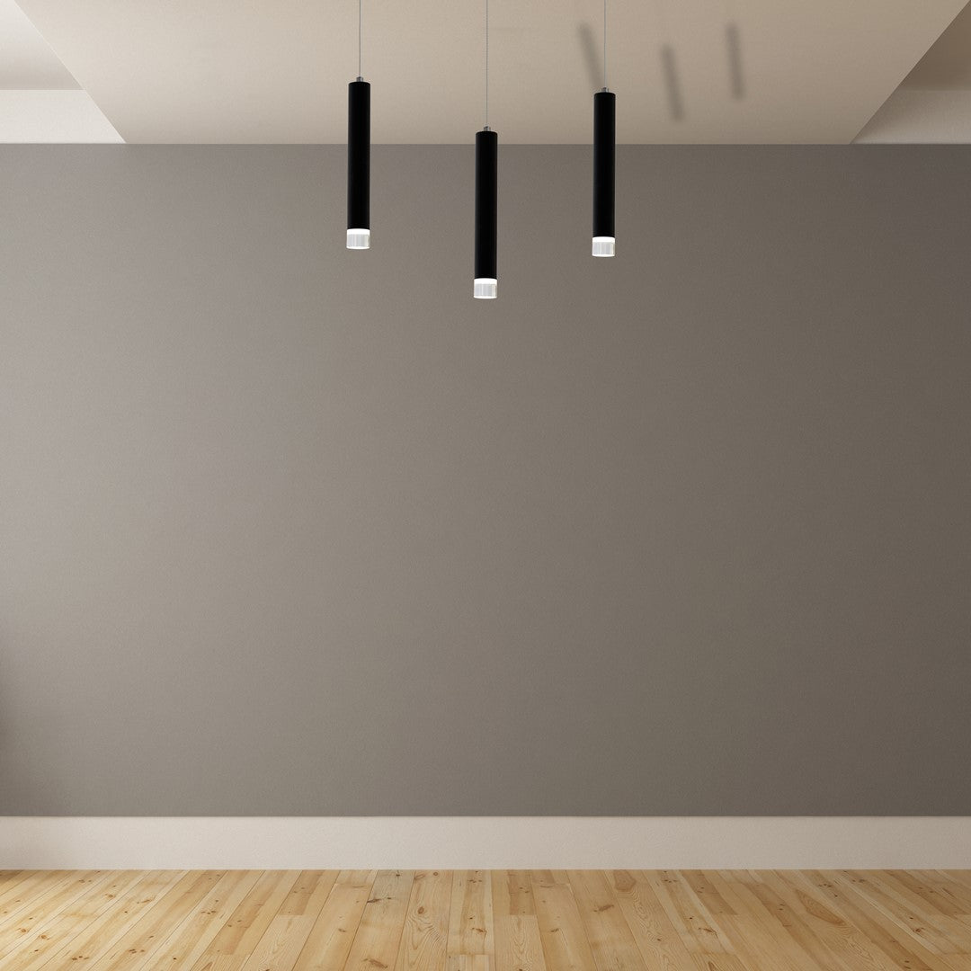 Carbon Designer Black LED Pendant Light Cylindrical