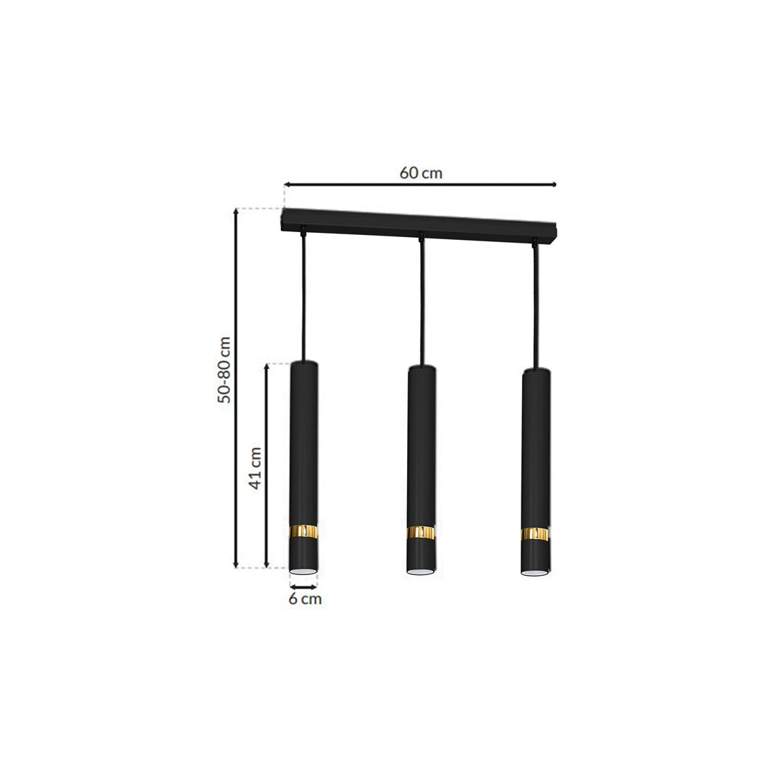 Joker Hand Made Matt Black Triple Pendant Light