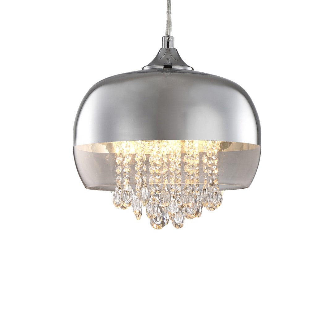 Luna Pendant Light Glass And Chrome With Suspended Crystals