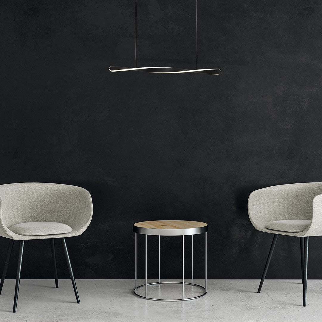 Swirl LED Pendant Lamp 90cm Stylish Black Alloy
