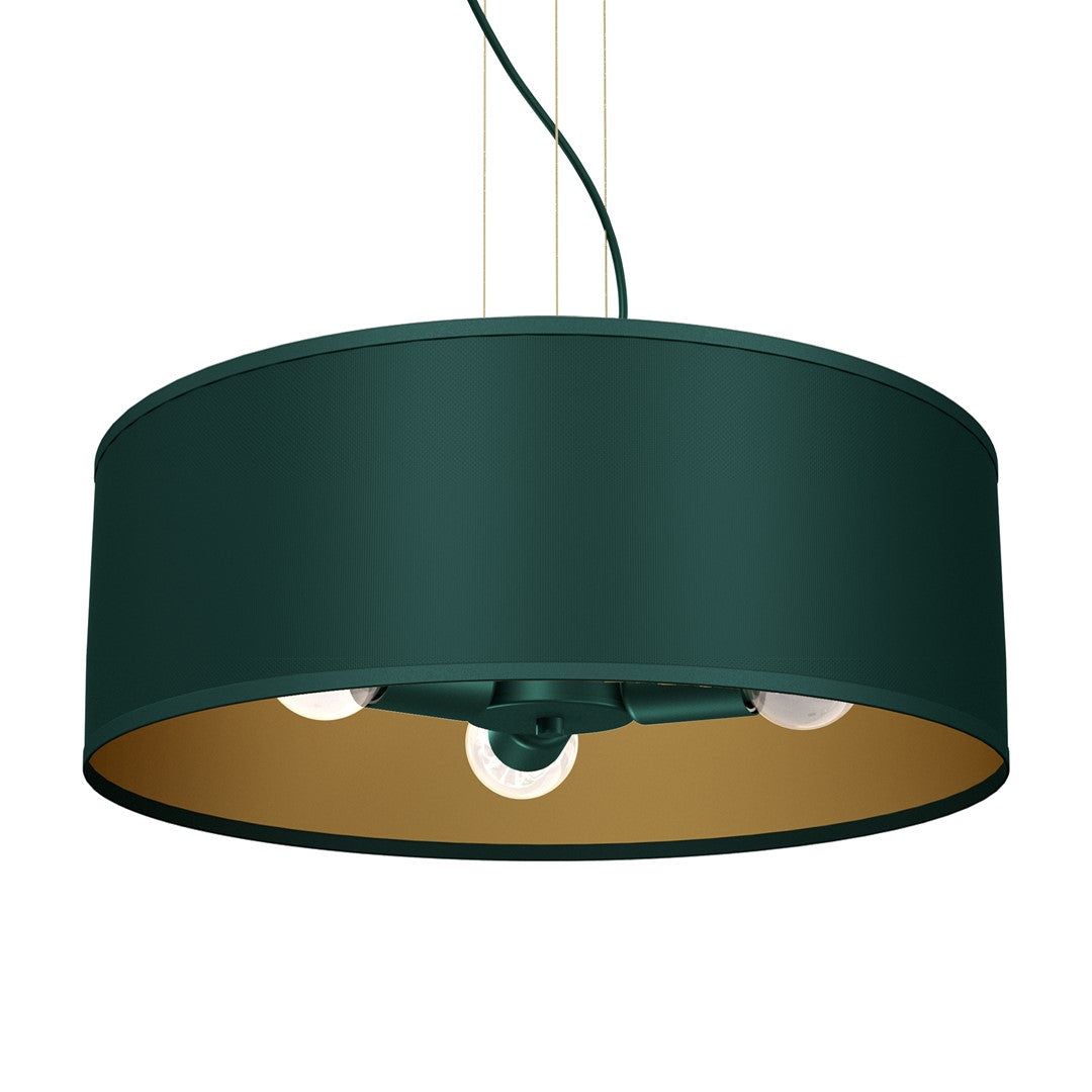 Verde Pendant Lamp 50cm Hand Made Scandi Style Rich Green Fabric
