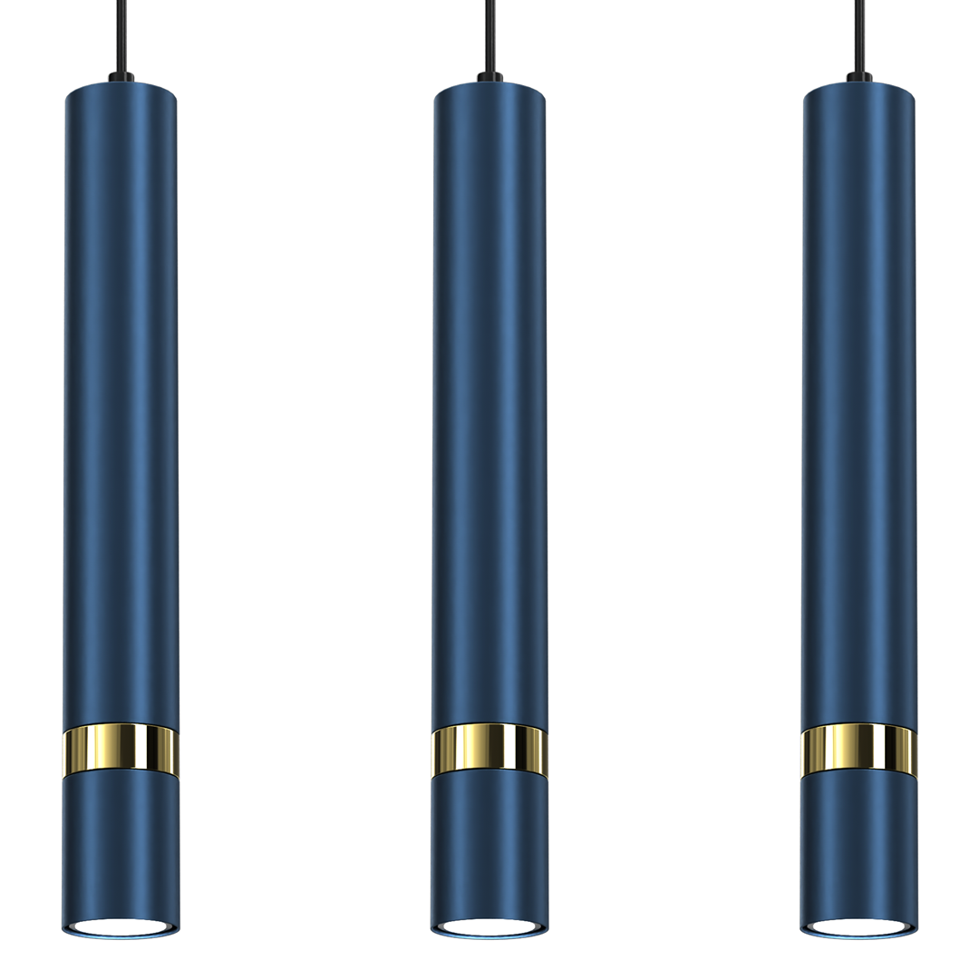 Joker Hand Made Triple Pendant Light Blue And Gold
