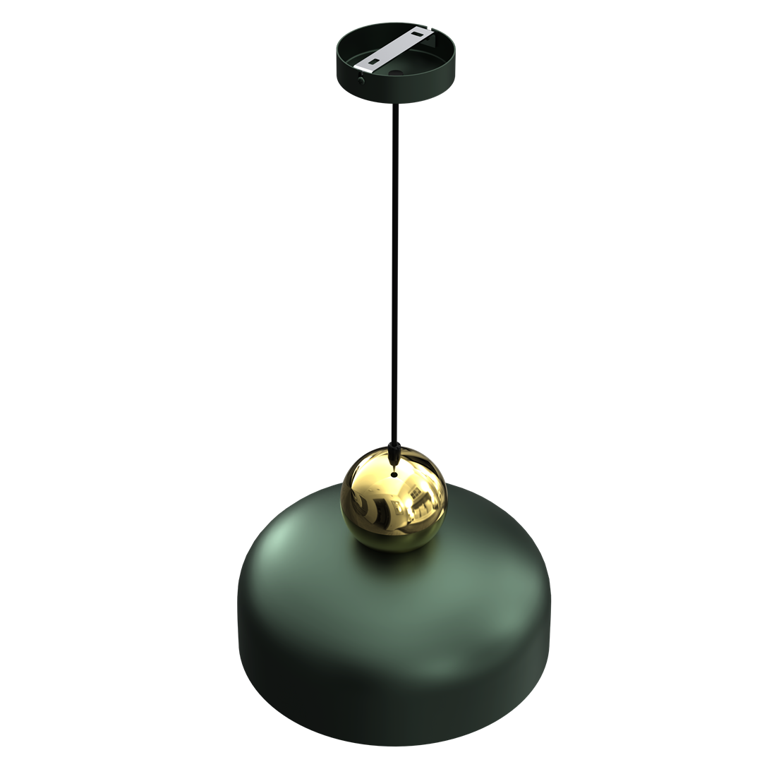 Harald Hand Made Pendant Lamp Rich Green Luxurious Gold Detail