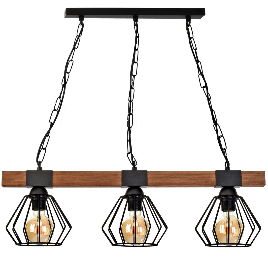 Ulf Matt Black Natural Wood Hand Made Wall Lamp