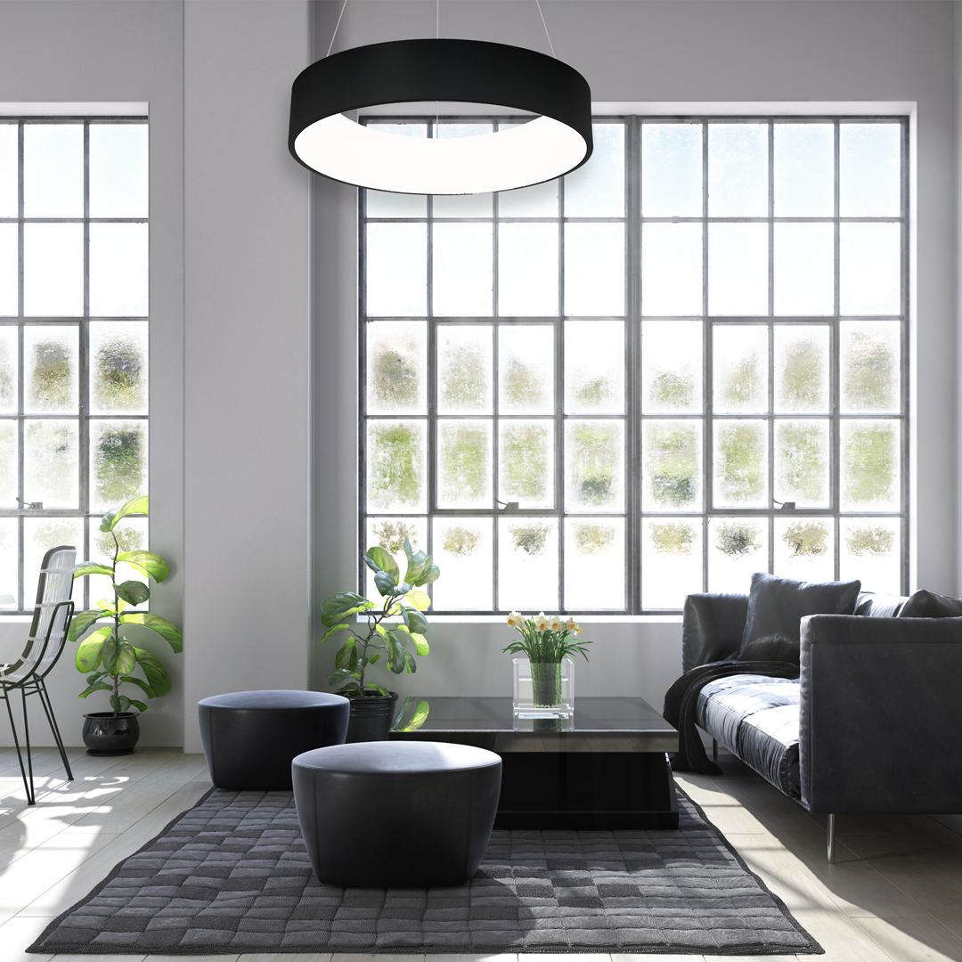 Ohio Matt Black LED Pendant Lamp 45cm Adjustable
