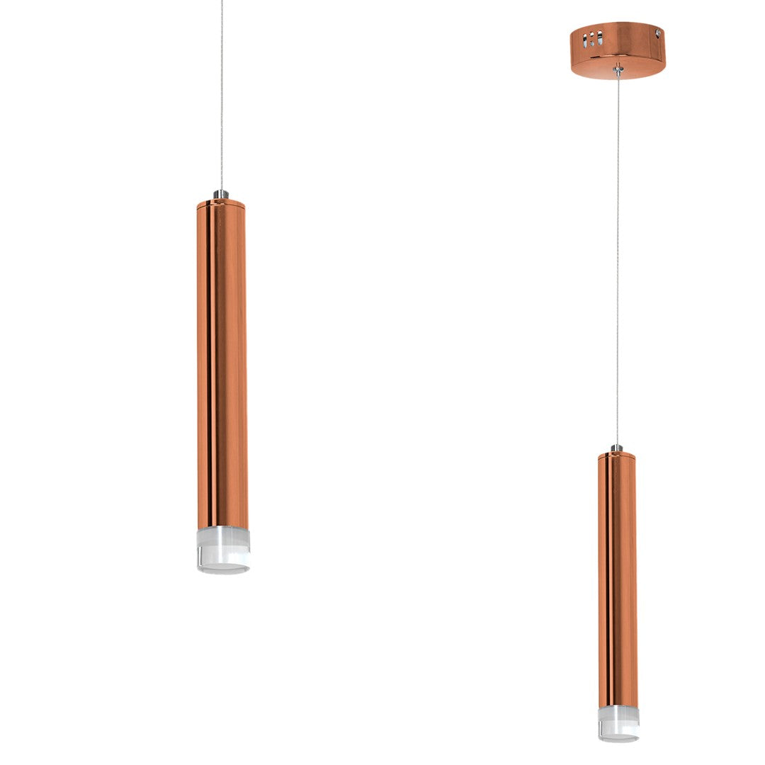 Copper LED Pendant Lamp Rose Gold Industrial Chic