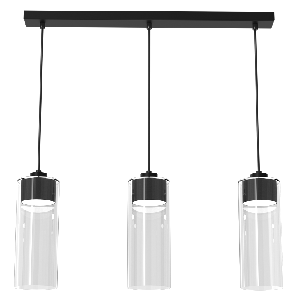 Clarissa Pendant Lamp Matt Black Metal Elegant Glass Shades