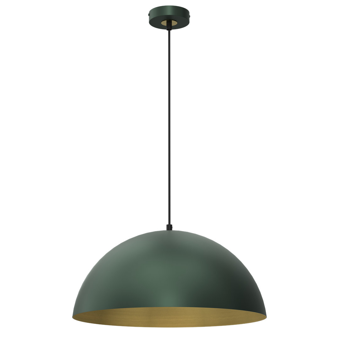 Beta Pedant Lamp 45cm Hand Made In Matt Green With A Golden Interior