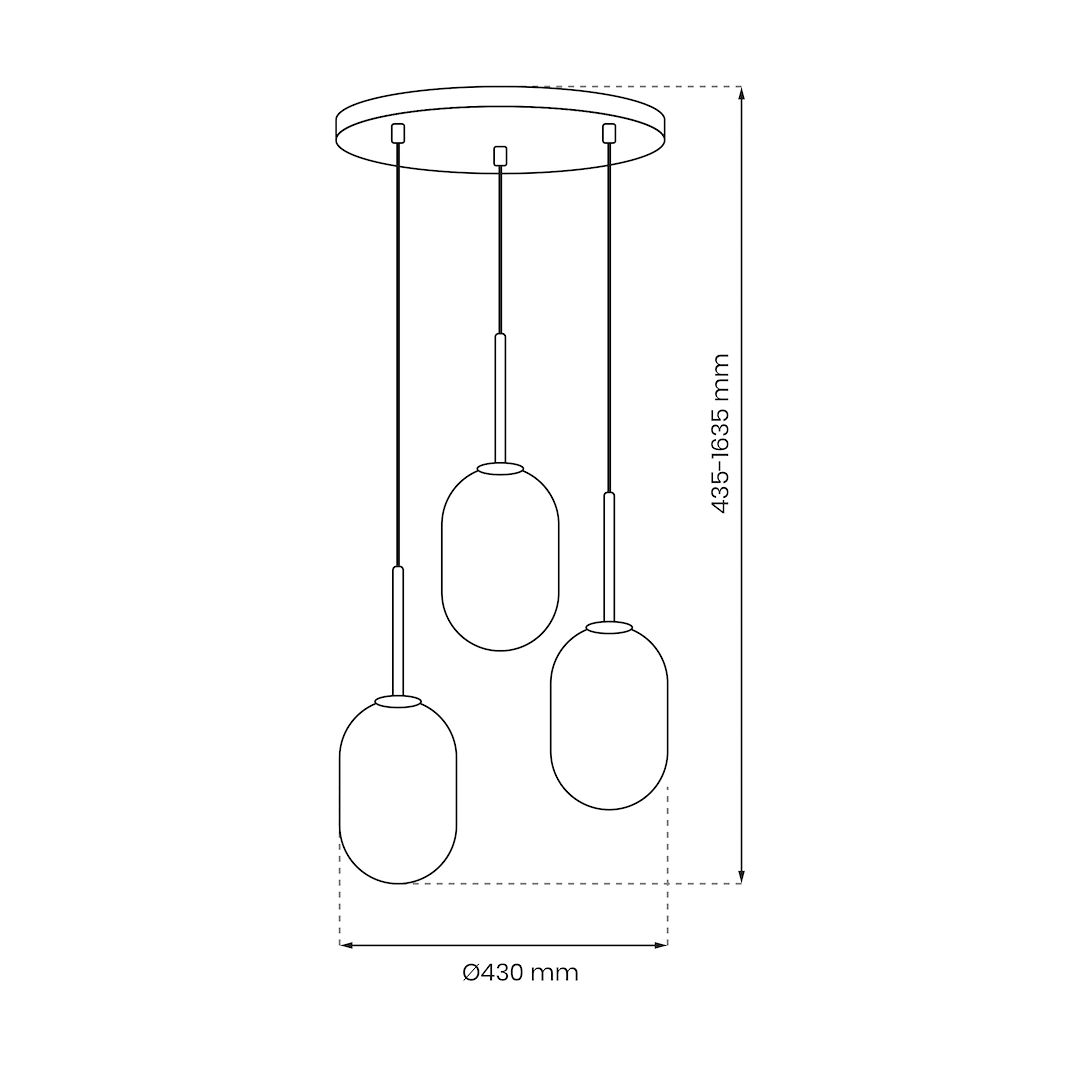 Pendant Light Alias Gold 3xE14 Circle