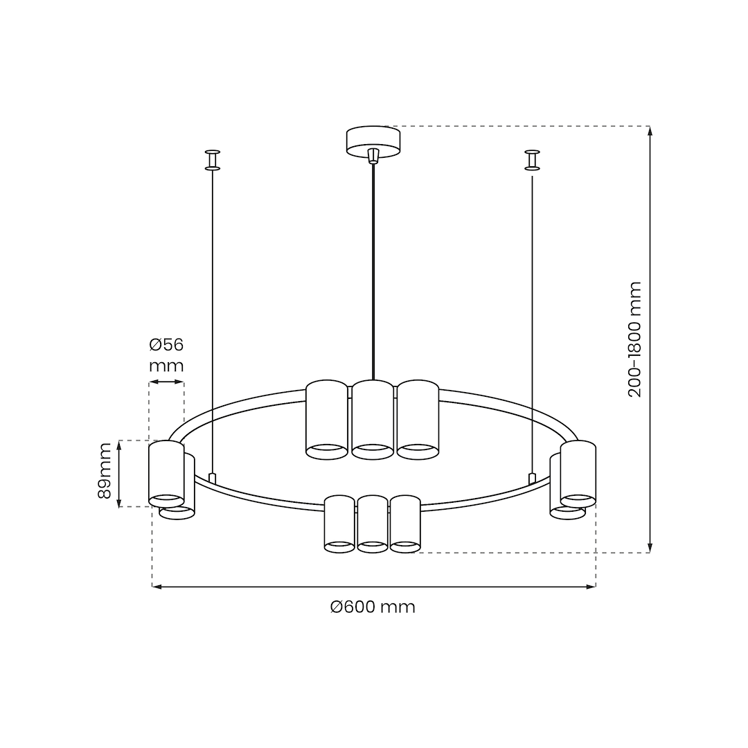 Pendant Light (Circle) Genesis Black Gold 10xGU10