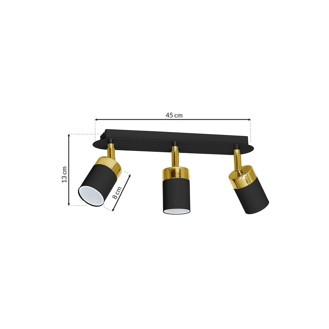 Ceiling Lamp Joker Black/Gold 3XGU10