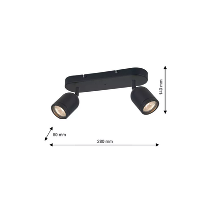 Ceiling Lamp Porter 2XGU10 IP44 Black