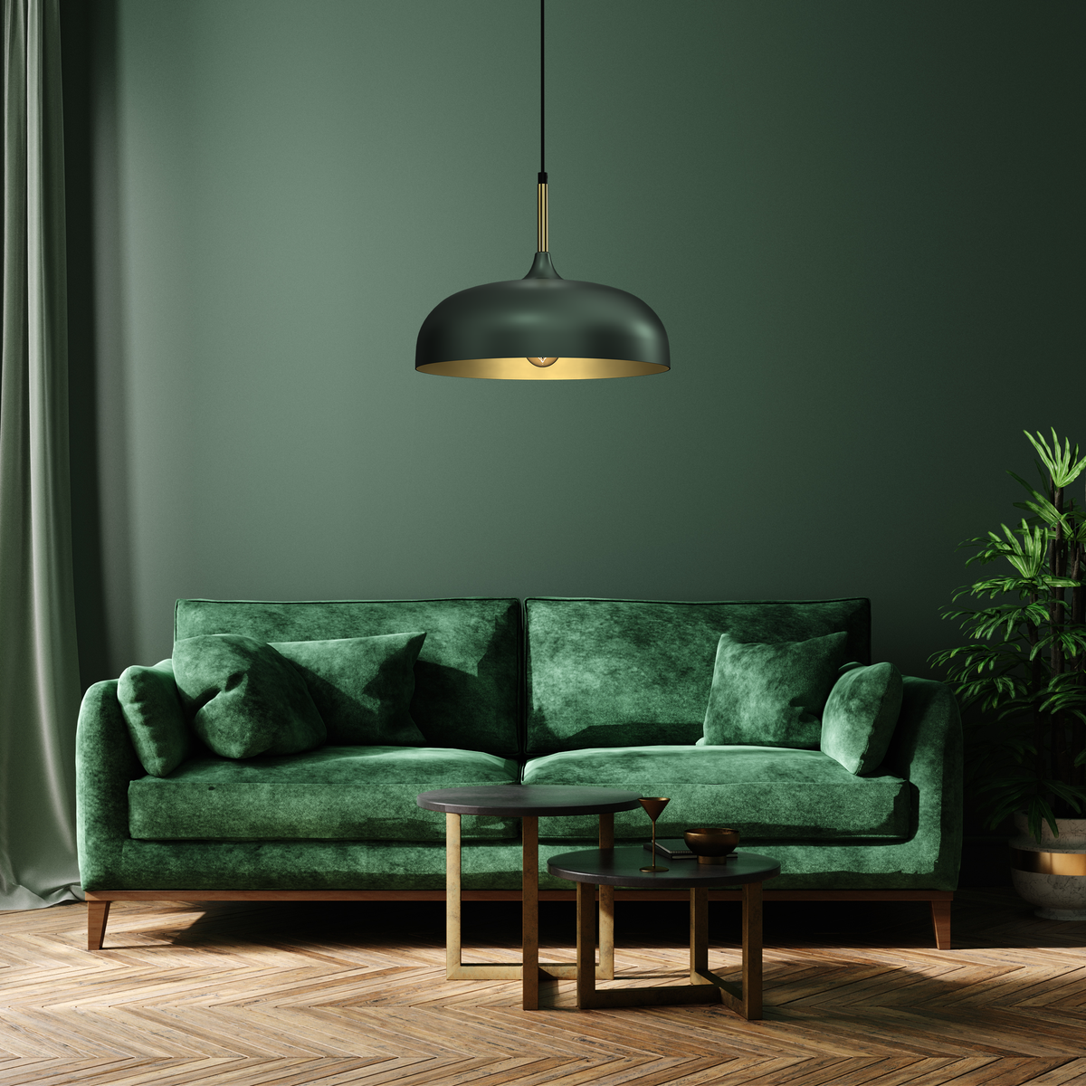 Pendant Lamp Lincoln Green/Gold 1XE27 35cm