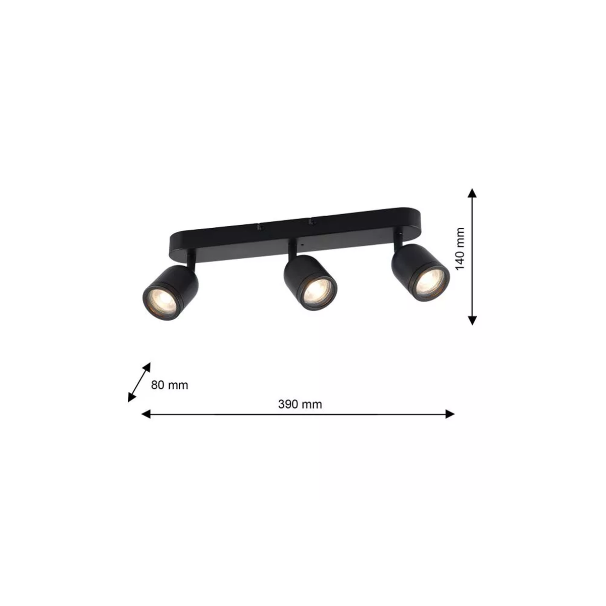 Ceiling Lamp Porter 3XGU10 IP44 Black