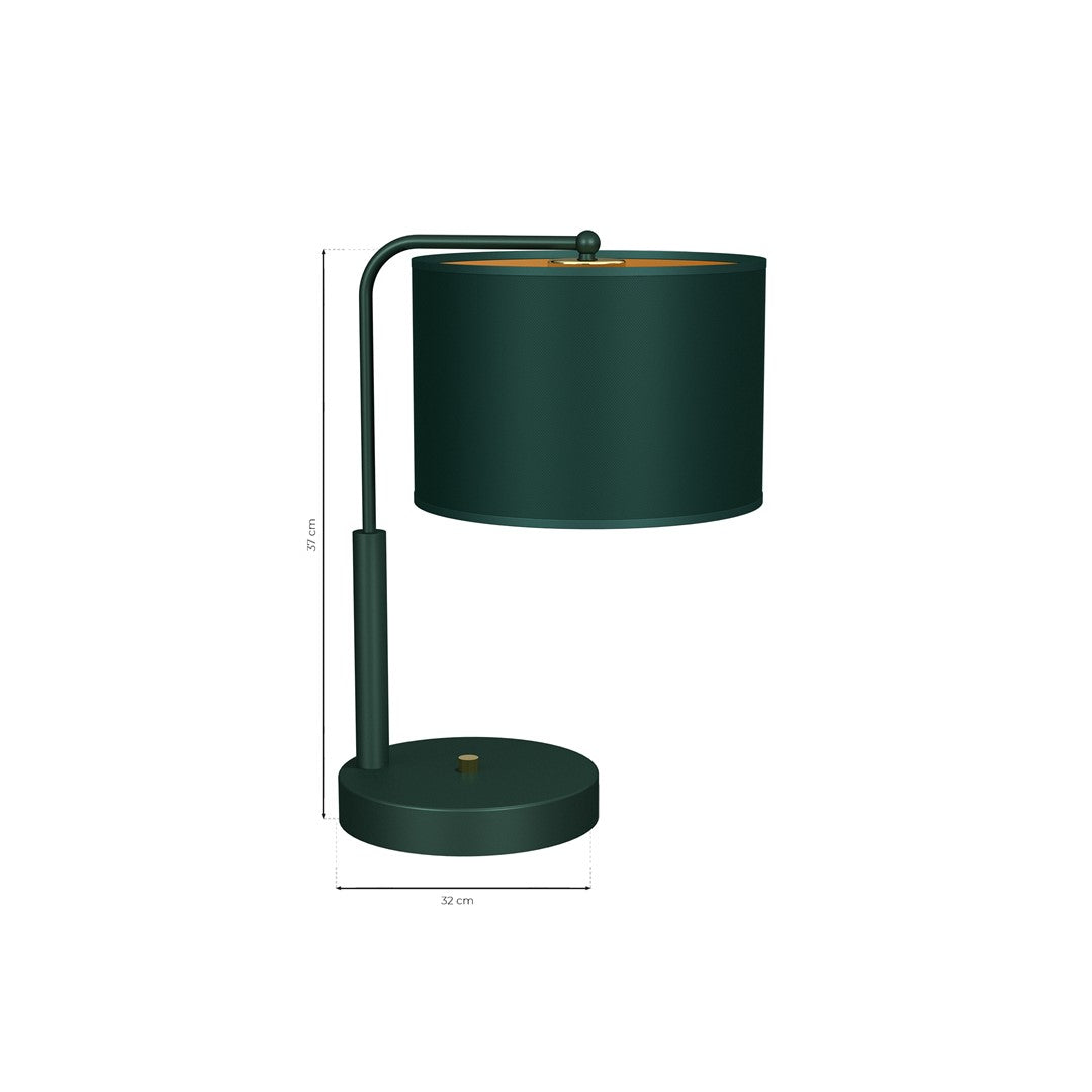 Verde Table Lamp Hand Made Scandi Style Rich Green Fabric