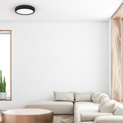 Gea LED Ceiling Lamp In Black 39cm Remote Control Included