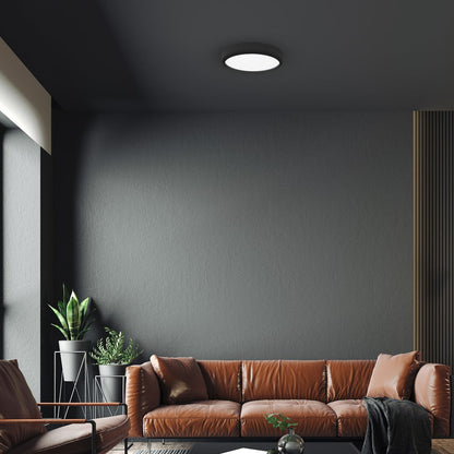 Gea LED Ceiling Lamp In Black 39cm Remote Control Included