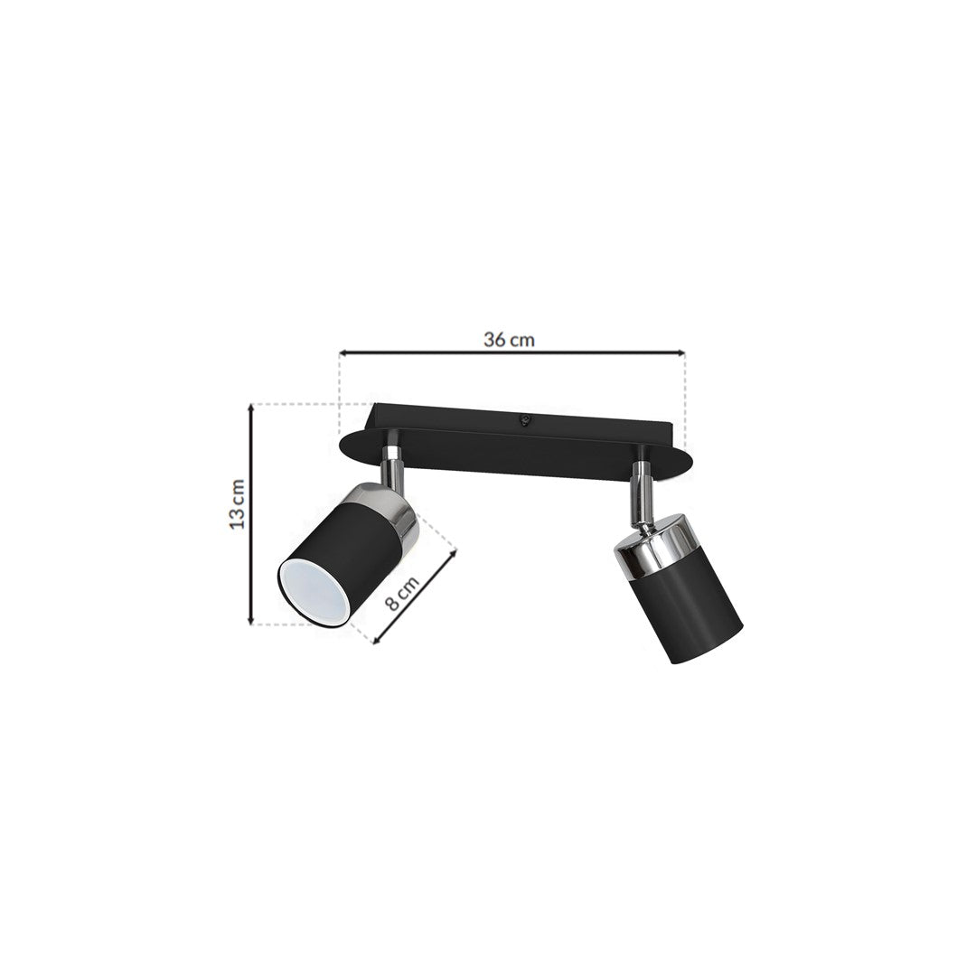 Joker Ceiling Lamp Hand Made Matt Black Polished Chrome Detail