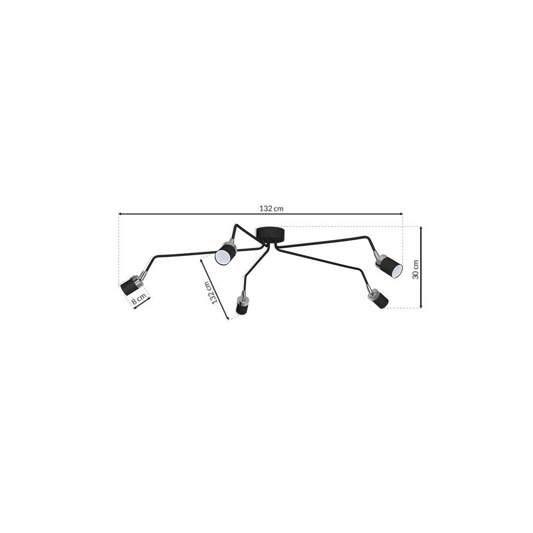 Joker Ceilng lamp Hand Made Matt Black With Chrome Detail