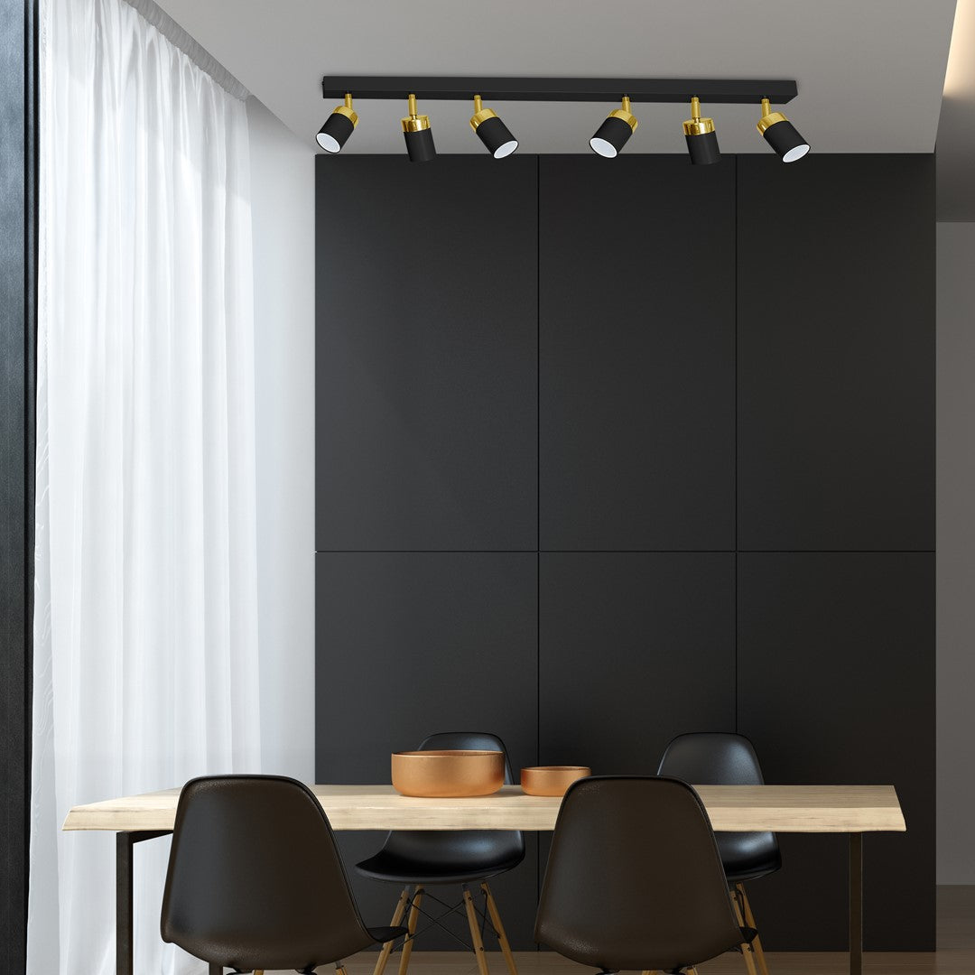Joker Ceiling Lamp Hand Made In Matt Black With Gold Detail