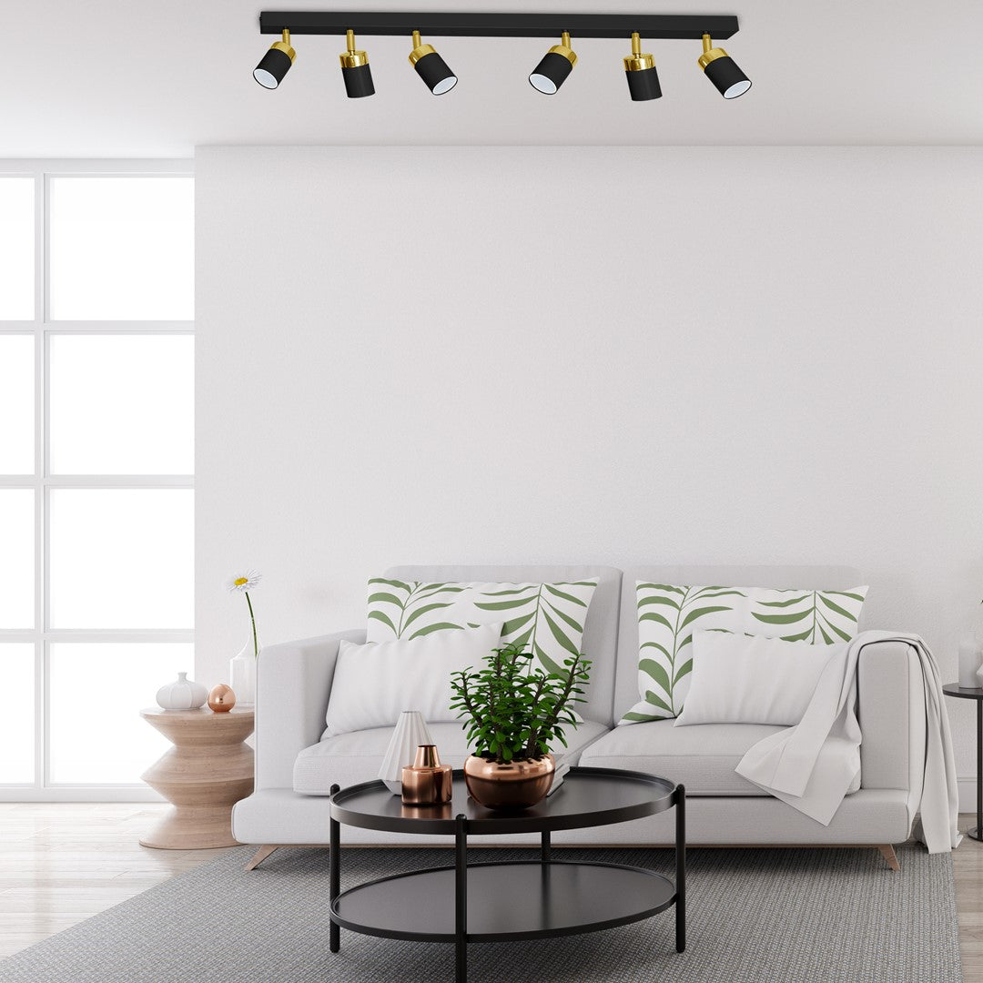 Joker Ceiling Lamp Hand Made In Matt Black With Gold Detail