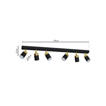 Joker Ceiling Lamp Hand Made In Matt Black With Gold Detail