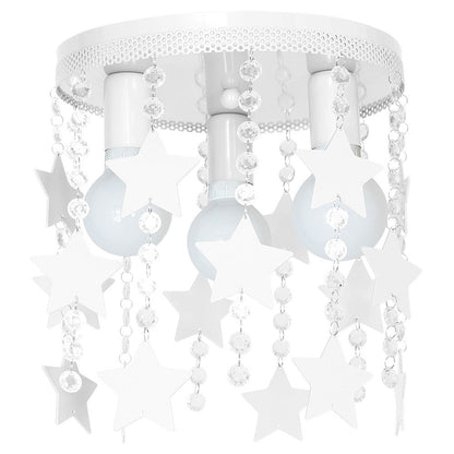 Star Ceiling Lamp Matt White Hand Made With Crystals And Stars