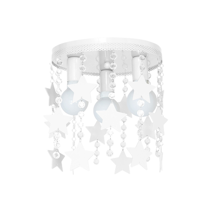 Star Ceiling Lamp Matt White Hand Made With Crystals And Stars
