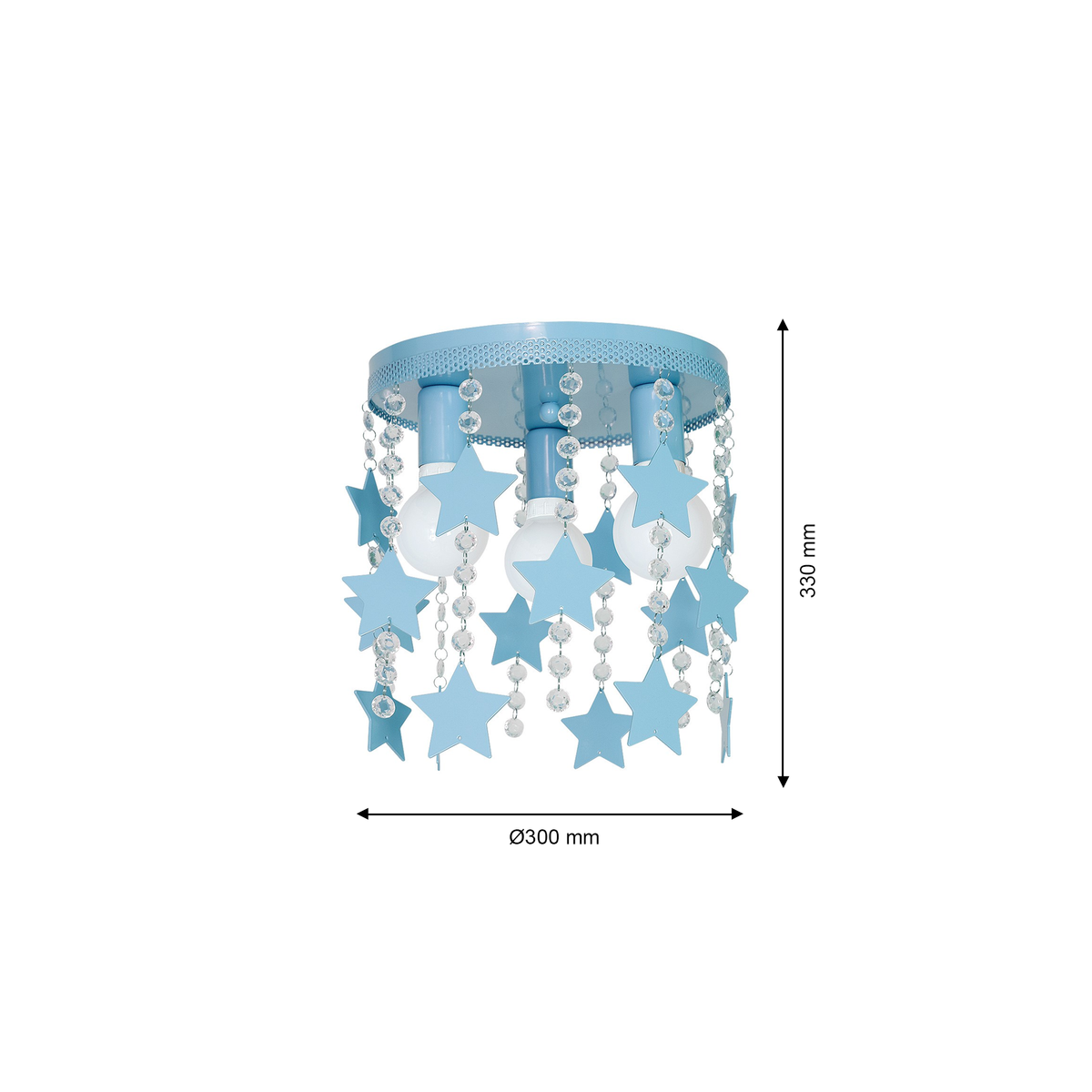 Star Ceiling Lamp powder Blue Hand Made With Crystals And Stars