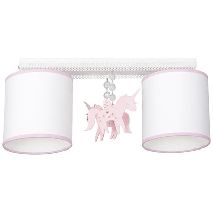 Uni White Ceiling Lamp Hand Made With Crystals And Wooden Motifs