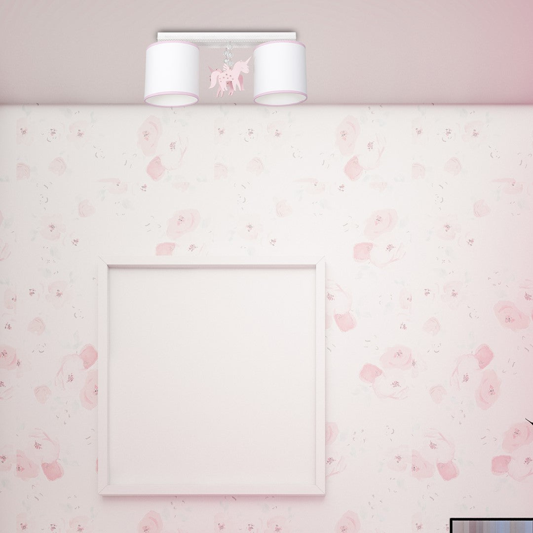 Uni White Ceiling Lamp Hand Made With Crystals And Wooden Motifs