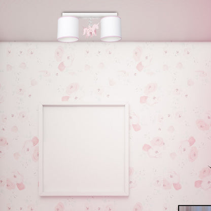 Uni White Ceiling Lamp Hand Made With Crystals And Wooden Motifs