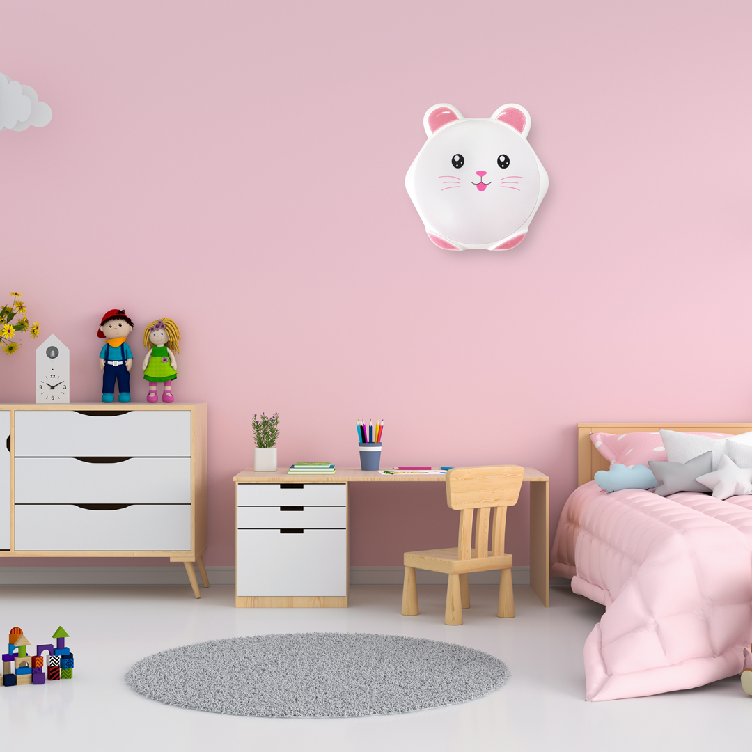 Sweet LED Childrens Wall Or Ceiling Lamp In Pink Safe Comforting