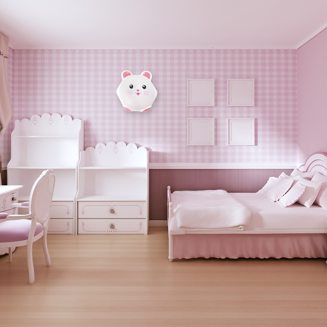 Sweet LED Childrens Wall Or Ceiling Lamp In Pink Safe Comforting