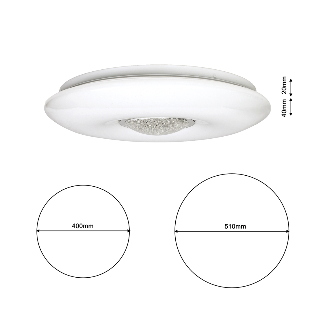 Vela Led Ceiling Lamp White 42cm Remote Control Included
