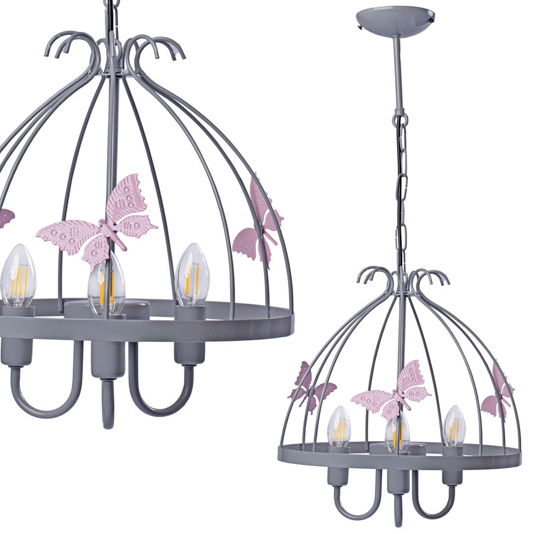 Kago Pendant Hand Made Ceiling Lamp With Butterfly Theme