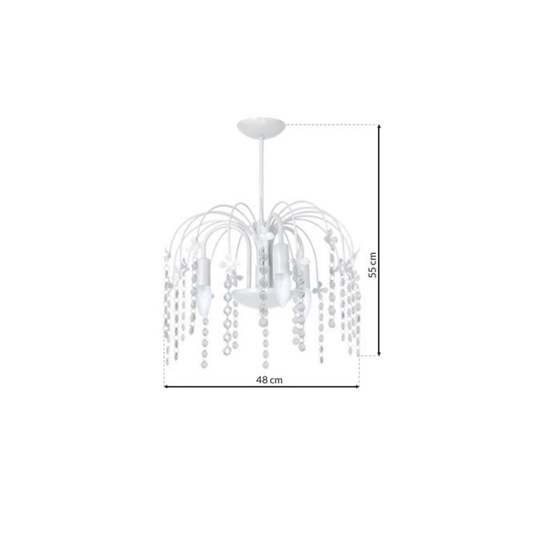 Laura Pendant Lamp Hand Made In Cool White With Crystal Droplets