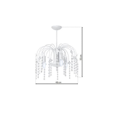 Laura Pendant Lamp Hand Made In Cool White With Crystal Droplets