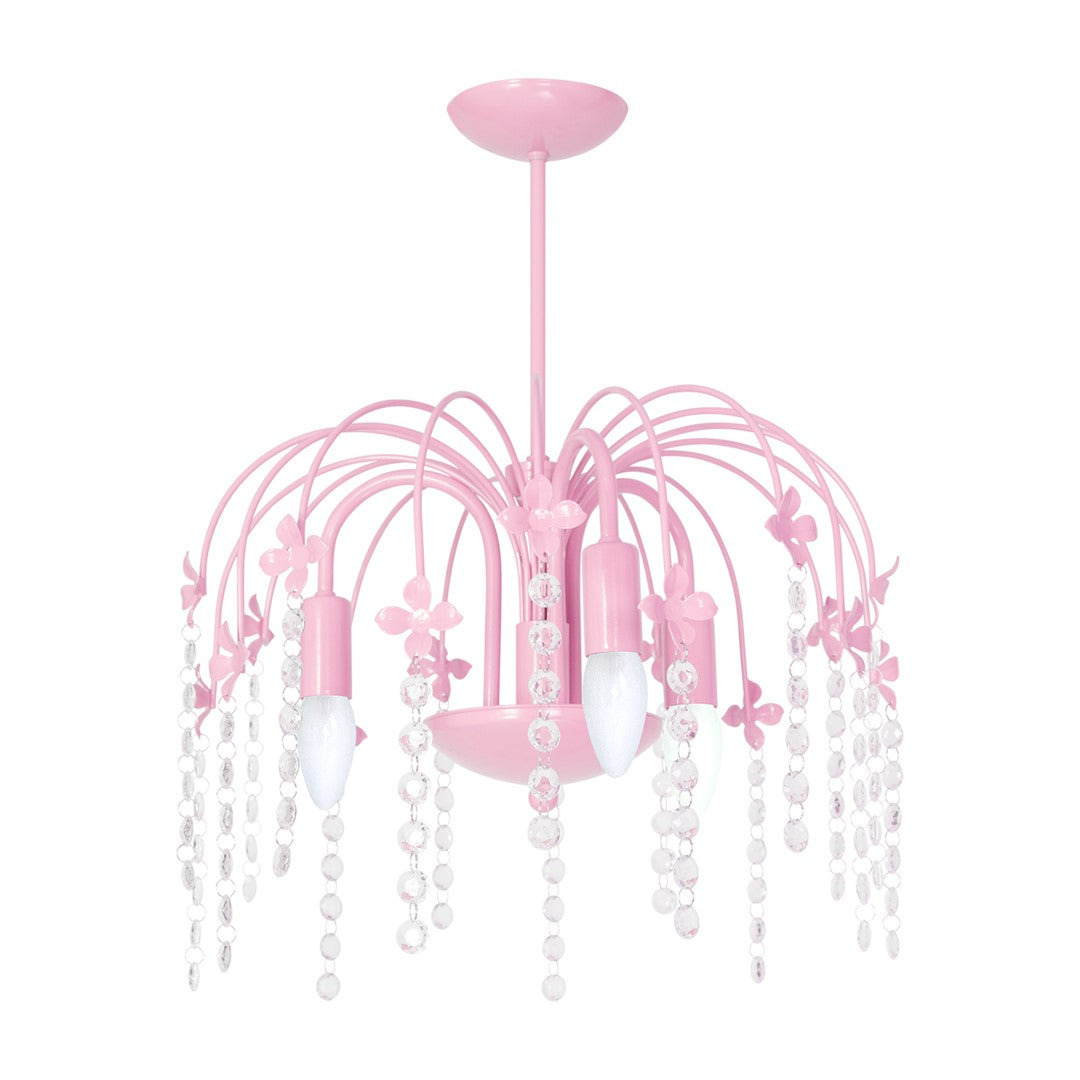 Laura Pendant Lamp Hand Made Baby Pink With Crystal Droplets