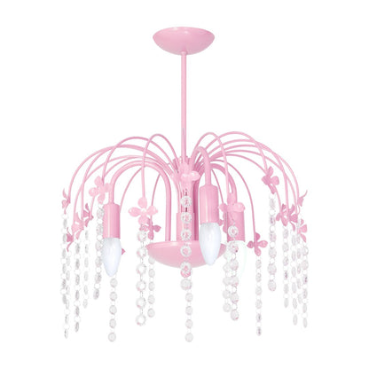 Laura Pendant Lamp Hand Made Baby Pink With Crystal Droplets
