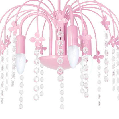 Laura Pendant Lamp Hand Made Baby Pink With Crystal Droplets