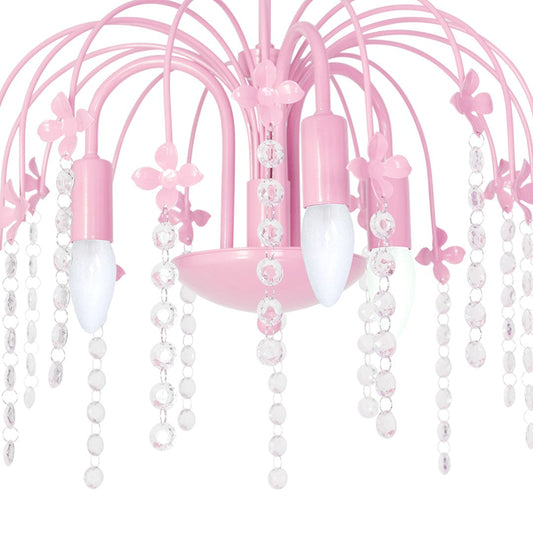 Laura Pendant Lamp Hand Made Baby Pink With Crystal Droplets