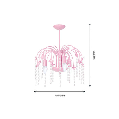 Laura Pendant Lamp Hand Made Baby Pink With Crystal Droplets
