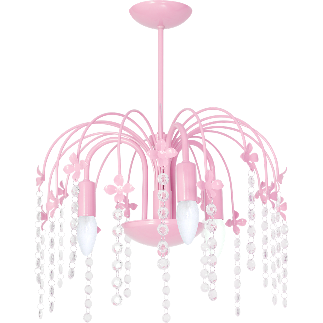 Laura Pendant Lamp Hand Made Baby Pink With Crystal Droplets