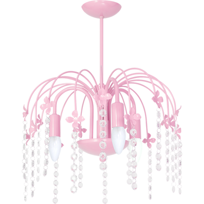 Laura Pendant Lamp Hand Made Baby Pink With Crystal Droplets
