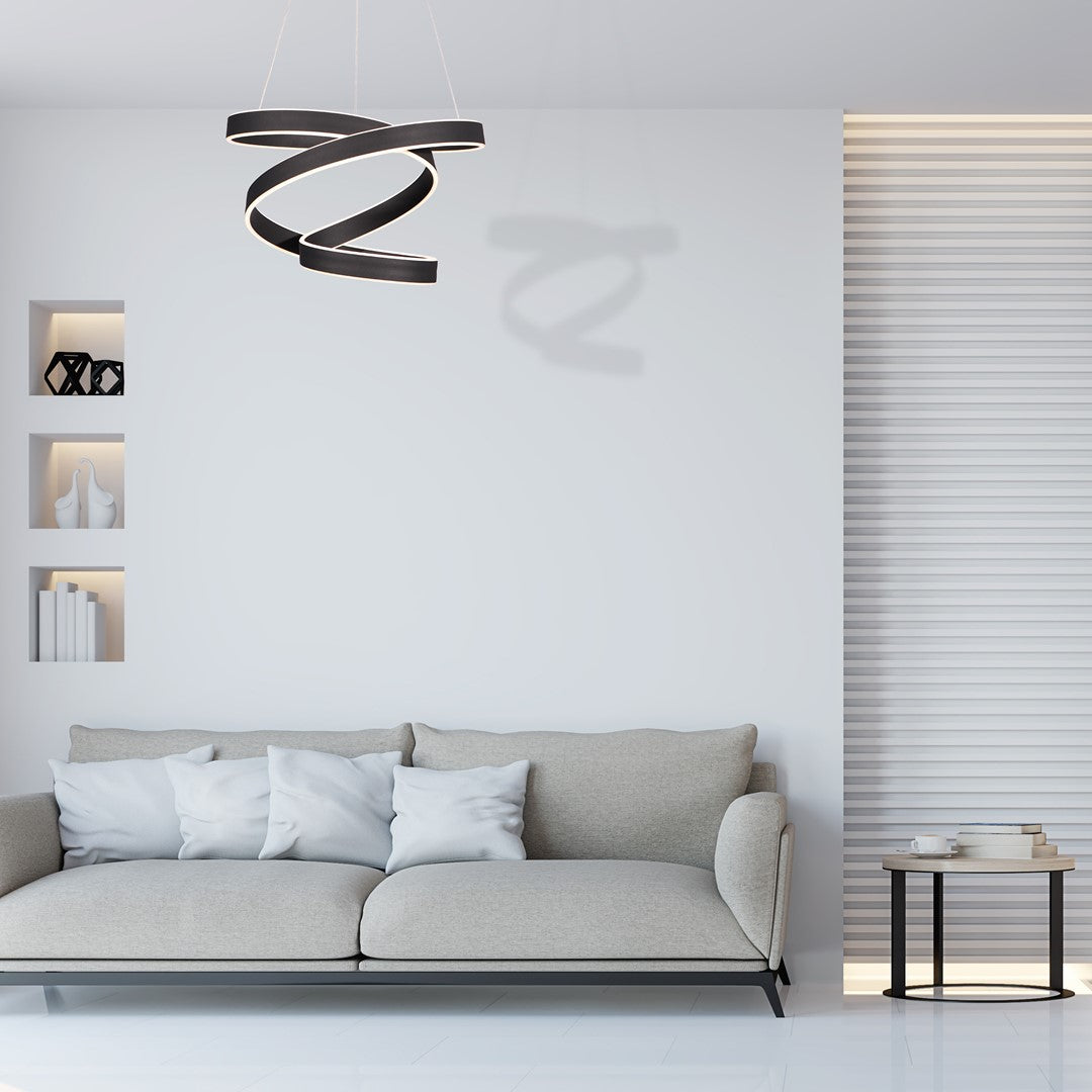 Andromeda LED Pendant Lamp In Black Flowing Design